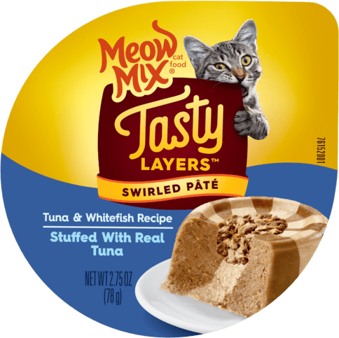 Meow Mix Tasty Layers Tuna And Whitefish Recipe Stuffed With Real Tuna